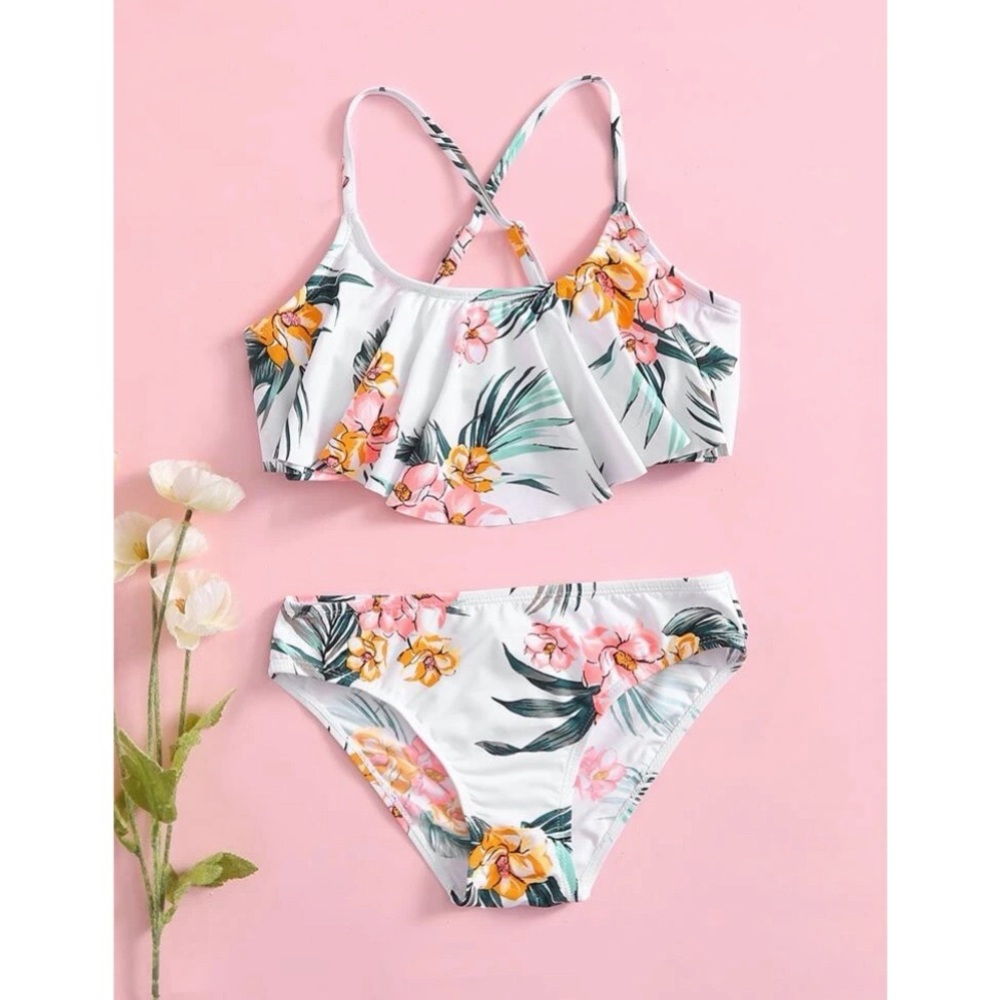 12-24M| New baby girl tropical floral bikini swimsuit